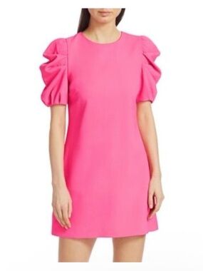 Alice + Olivia Hot Pink Puff Sleeve Mini Dress